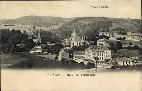Ak St. Avold Lothringen Moselle, Blick vom Walmer Berg, Neues Hospital