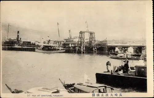Ak Nagasaki Präfektur Nagasaki Japan, Pier at Ohatome, Hafen