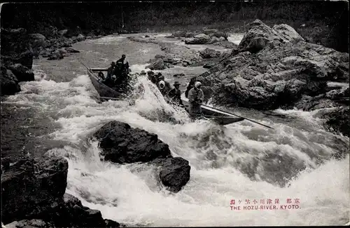 Ak Kyoto Präfektur Kyoto Japan, The Hozu River, Boot, Stromschnellen