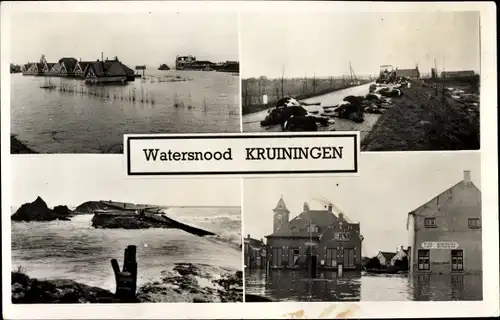 Ak Kruiningen Zeeland Niederlande, Watersnood, Hochwasser