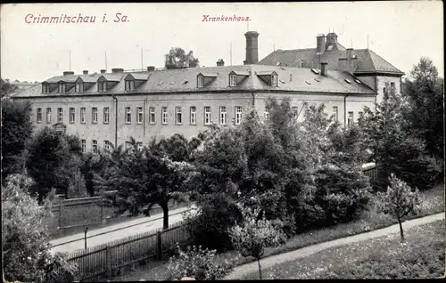 Ak Crimmitschau in Sachsen, Krankenhaus, Seitenansicht