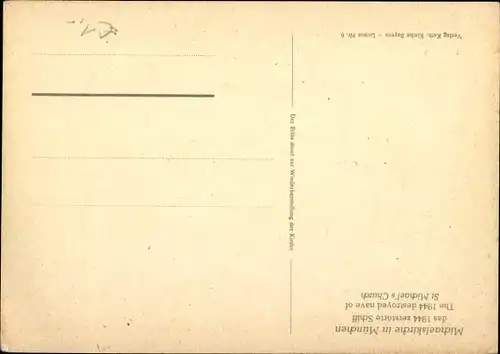 Künstler Ak München Bayern, Die zerstörte Michaelskirche, Kriegszerstörung 1944, 2. WK