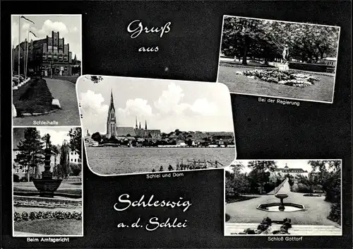 Ak Schleswig an der Schlei, Amtsgericht, Schleihalle, Schloß Gottorf