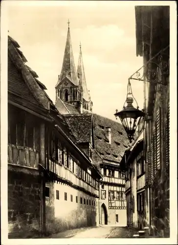 Ak Bamberg in Oberfranken, Partie an der Domgasse mit Blick auf den Dom