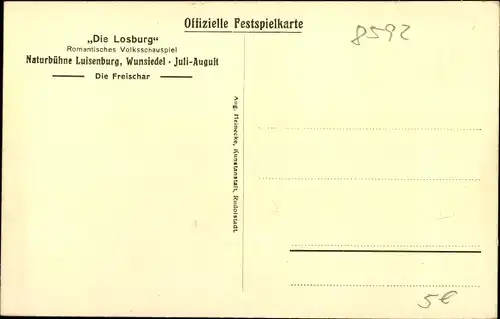 Ak Wunsiedel im Fichtelgebirge Oberfranken, Naturbühne Luisenburg, Die Losburg, Die Freischar