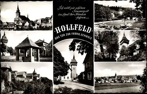 Ak Hollfeld in der Fränkischen Schweiz, Totale, Kirche, Turm, Teilansicht