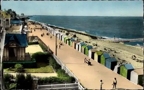 Ak Lion sur Mer Calvados, la Plage et la Digue, Meerblick