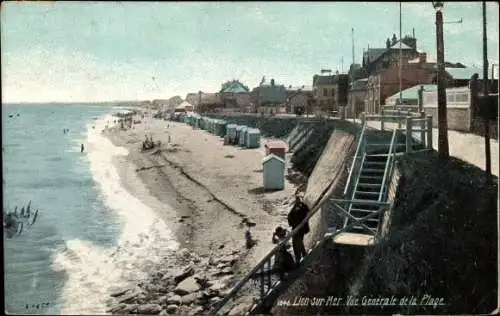 Ak Lion sur Mer Calvados, vue générale de la Plage