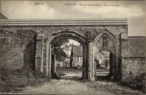 Ak Longues sur Mer Calvados, Abbaye Sainte Marie, Porte d'entrée