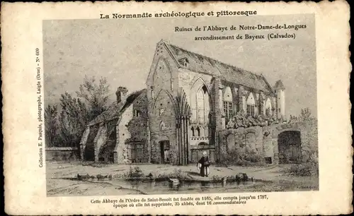 Ak Longues sur Mer Calvados, ruines de l'Abbaye de Notre-Dame-de-Longues