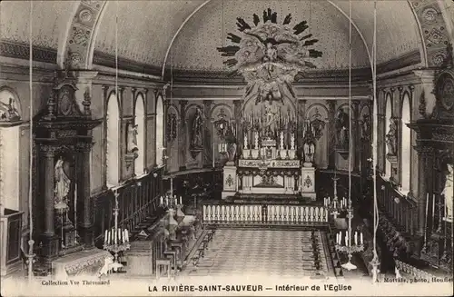 Ak La Riviere Saint Sauveur Calvados, Intérieur de l'Église