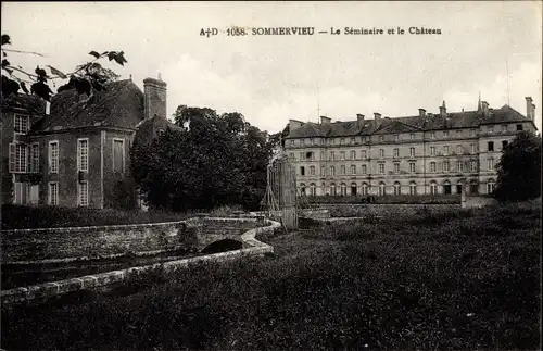 Ak Sommervieu Calvados,le Séminaire et le Château