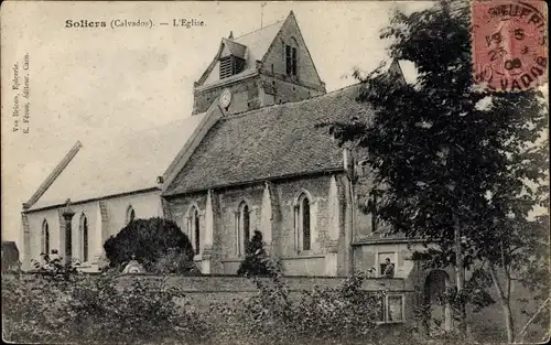 Ak Soliers Calvados, l'Église, Gesamtansicht