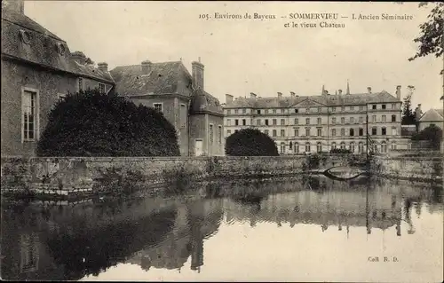 Ak Sommervieu Calvados, l'ancien Séminaire et le vieux Château