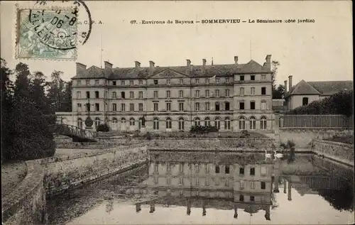 Ak Sommervieu Calvados,  le Séminaire, côté jardin