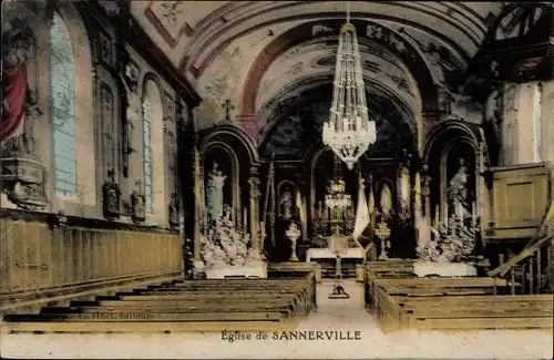 Ak Sannerville Calvados, Intérieur de l'église