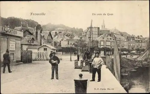 Ak Trouville Calvados, un coin du Quai, Hafenszene