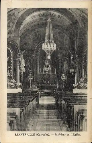 Ak Sannerville Calvados, Intérieur de l'Église