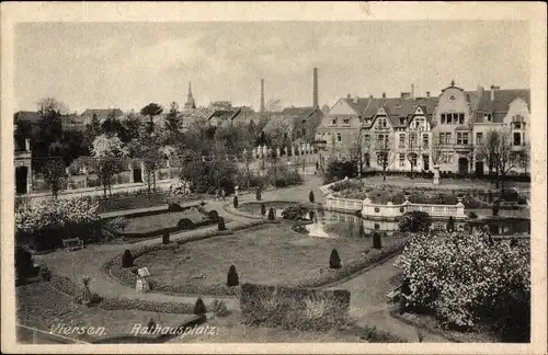 Ak Viersen, Rathausplatz mit Teich