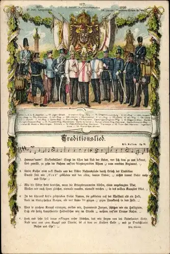 Lied Litho Traditionslied, 18. Januar 1871, Wappen