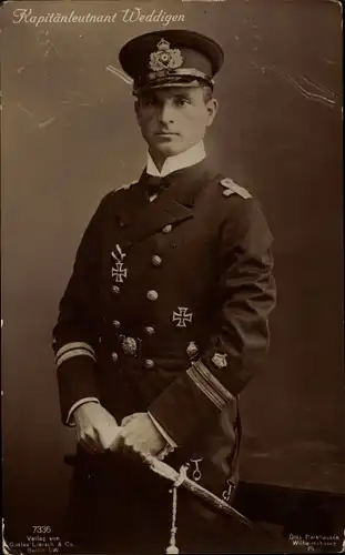Ak Otto Weddigen, Marineoffizier, Kapitänleutnant, Portrait