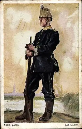 Künstler Ak Rieth, Paul, Seesoldat, Der schwarze Jäger, Soldat mit Gewehr