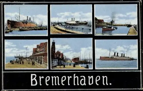 Ak Bremerhaven, Hafenpartie, Dampfer