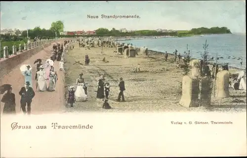 Ak Ostseebad Travemünde Lübeck, Neue Strandpromenade