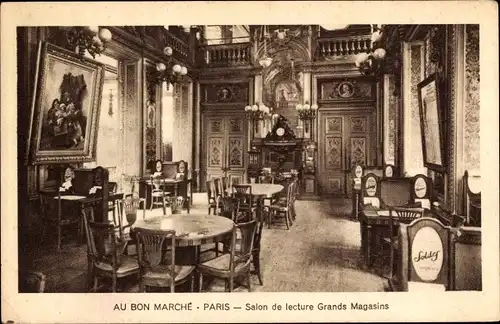 Ak Paris, Au Bon Marche, Salon de lecture Grande Magasins