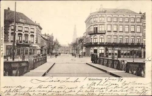 Ak Middelburg Zeeland Niederlande, Straßenpartie, Brücke