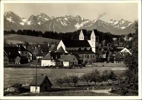 Ak Steingaden in Oberbayern, Teilasnicht mit Blick auf die Füssener Berge