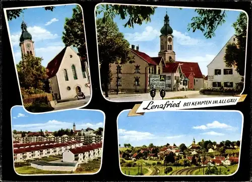 Ak Lenzfried Kempten im Allgäu Schwaben, Kirche, Straßenpartie, Ort, Siedlung