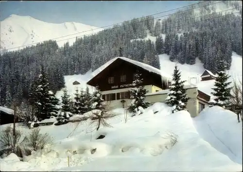 Ak Riezlern Mittelberg im Kleinwalsertal Vorarlberg, Gasthof Ostheimer, Winter