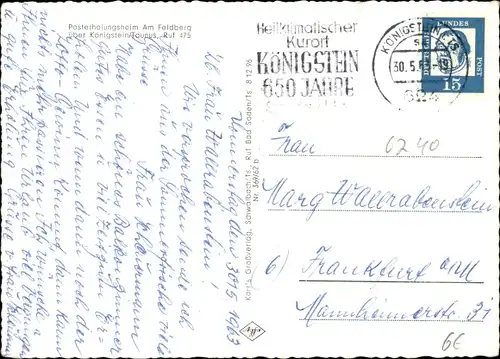 Ak Königstein im Taunus, Posterholungsheim Am Feldberg