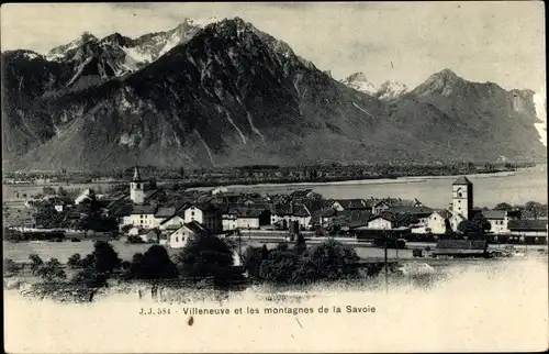 Ak Villeneuve Kanton Waadt, Les Montagnes de la Savoie et la ville
