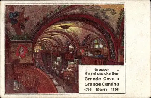 Künstler Ak Bern Stadt Schweiz, Großer Kornhauskelle, Grande Cave, Grande Cantina