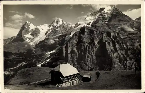 Ak Mürren Kanton Bern Schweiz, Almendhubel, Eiger, Mönch, Jungfrau