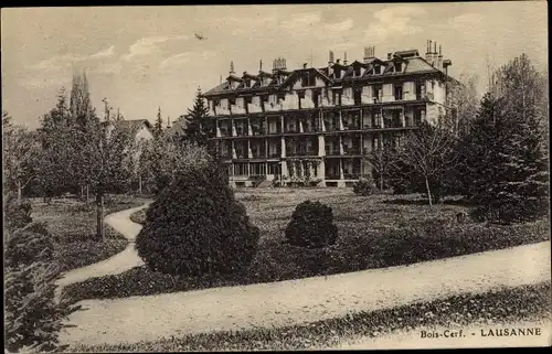 Ak Lausanne Kt. Waadt, Bois Cerf, Garten Partie am Hotel