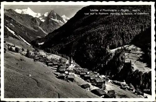 Ak Ayer Kanton Waadt, Vue sur le Rothorn, Moming, le Besso, le Gabelhorn