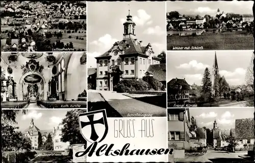 Ak Altshausen in Oberschwaben Württemberg, Schloss, Kath. Kirche, Hauptstraße