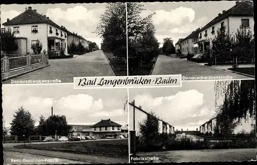Ak Langenbrücken Bad Schönborn in Baden, Renz Gardinen Fabrik, Straßenpartien