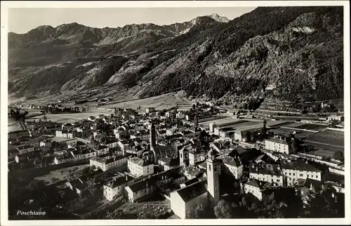 Ak Poschiavo Kanton Graubünden, Gesamtansicht, Talblick