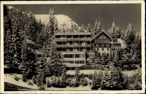 Ak Arosa Kanton Graubünden Schweiz, Hotel Belvedere mit Tanneck
