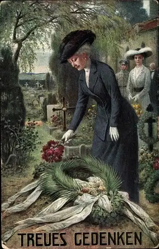 Ak Kaiserin Auguste Viktoria schmückt Gräber der Zivilbevölkerung in Ostpreußen