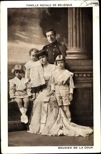 Ak König Albert I. von Belgien, Portrait mit Familie