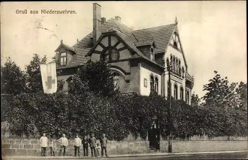 Ak Niederzwehren Kassel in Hessen, Restaurant Fürstenhof, Lazarett, Rot Kreuz Fahne