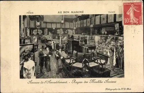 Ak Paris, Au Bon Marche, Annexe de l'Ameublement, Rayon des Meubles Anciens