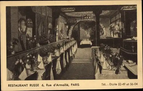 Ak Paris XVII., Restaurant Russe, Rue d'Armaille