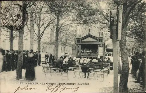 Ak Paris VIII, Le Guignol des Champs Elysees, Puppentheater