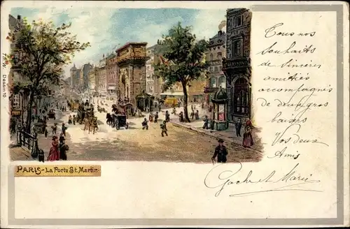 Litho Paris X., La Porte Saint Martin
